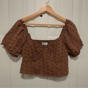 Hollister Brown Puff Sleeve Blouse